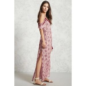 SOLD F21 M Pink and Purple Paisley Print Cold Shoulder